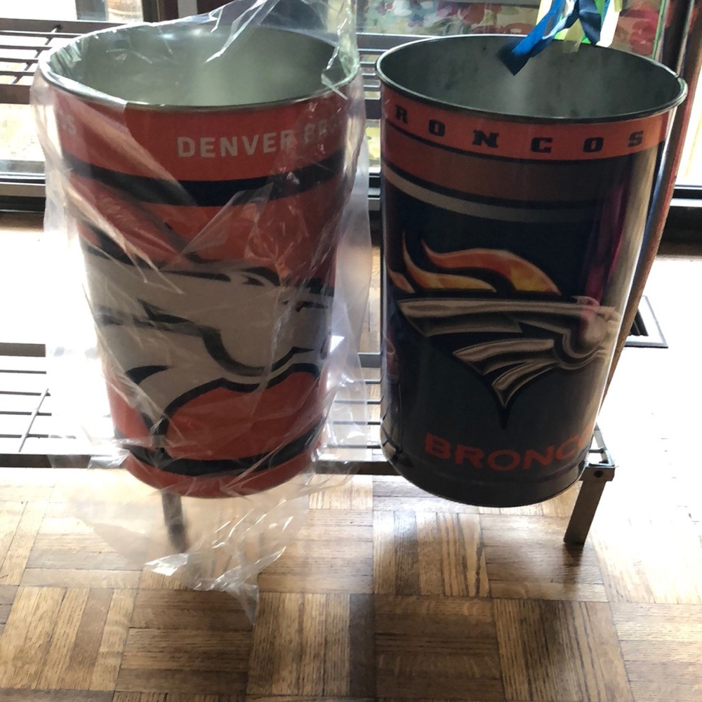 Denver Broncos trash cans